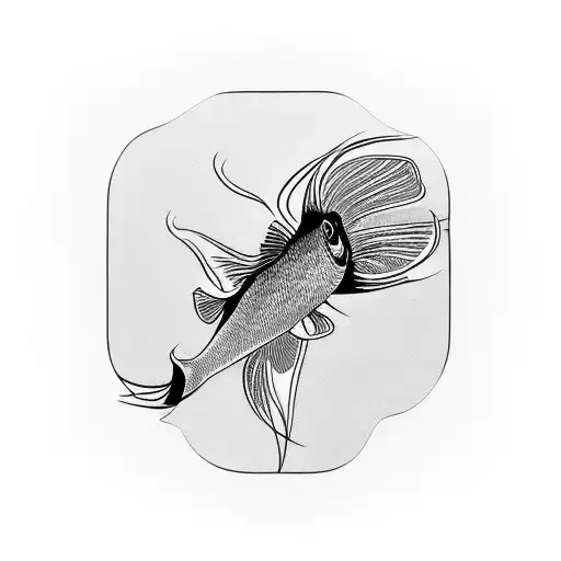 Siamese Fighting Fish Inside A Frame Looking At A Mirror