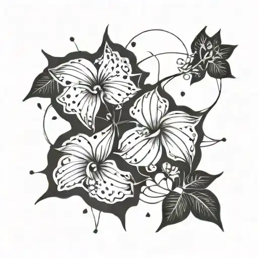 Pisces Birth Flower And Constellation Intertwined