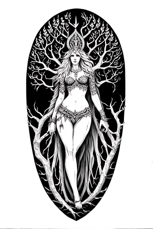 Sexy Freya Norse Goddes Shape Tree