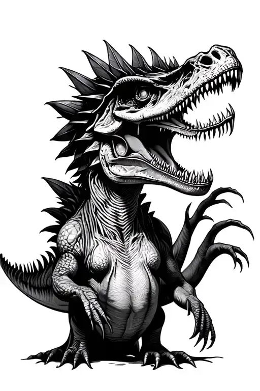 Dilophosaurus Where Half Of It Is A Zombie Style