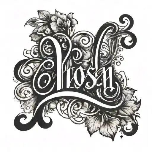The Word 'Chosen' Written In Cursive With A Bit Of A Fancy Touch Added To It