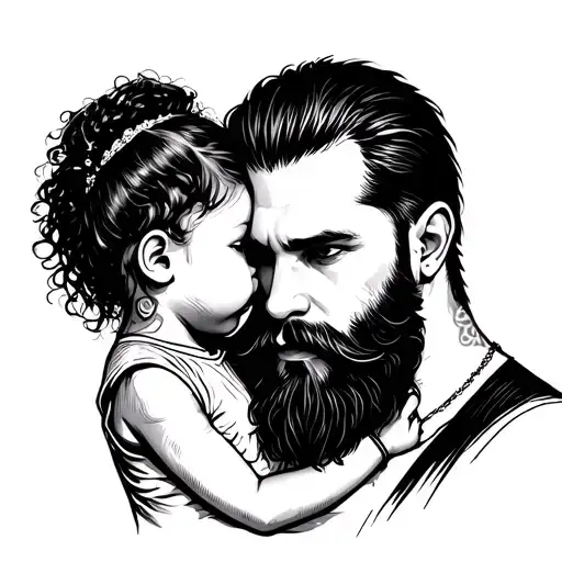 Bearded Father And 2-Year-old Daughter