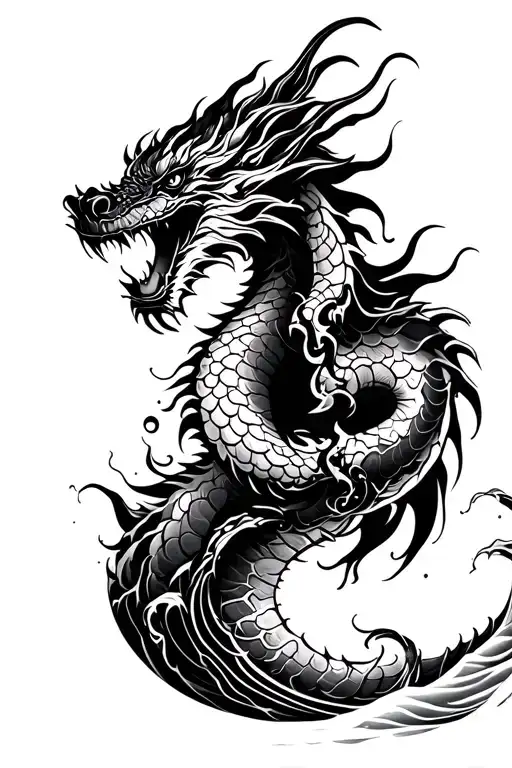 Dragon And Waves
