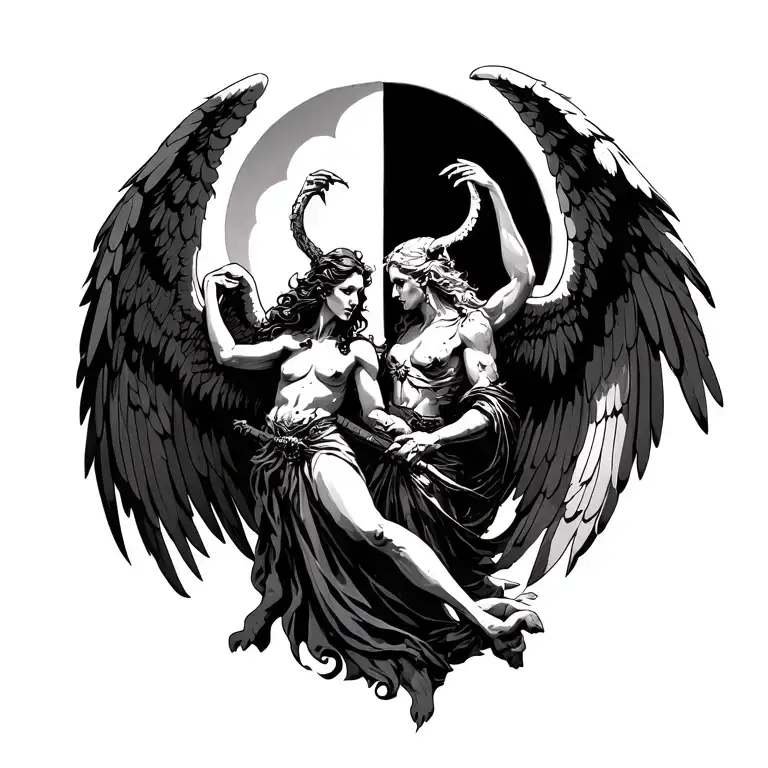 Angels Vs Demons War Battle Scene