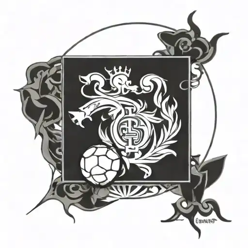 Incorporate The Logo Of Olympique De Marseille Into A Stylized Blackwork Design