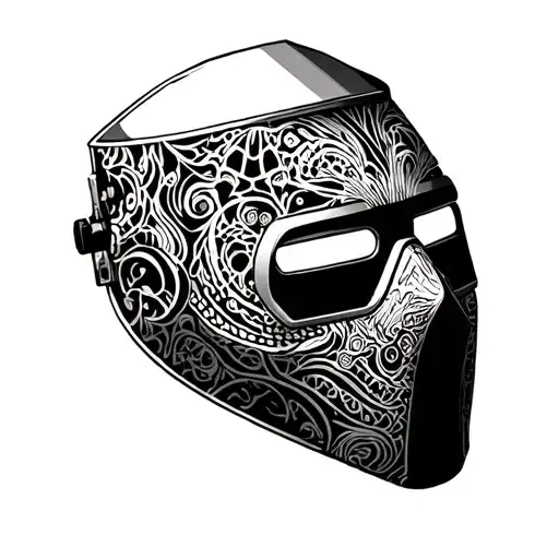 A Welder's Mask Adorned With Intricate Patterns Inspired By Psychology