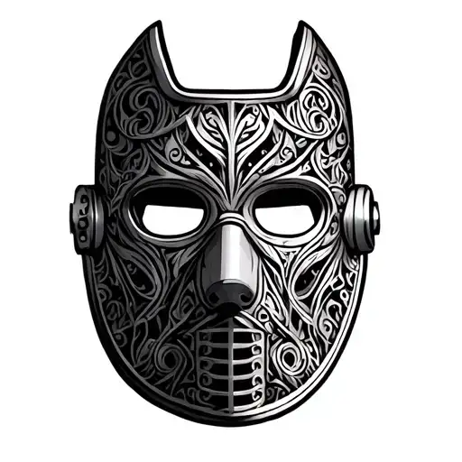 A Welder's Mask Adorned With Intricate Patterns Inspired By Theology