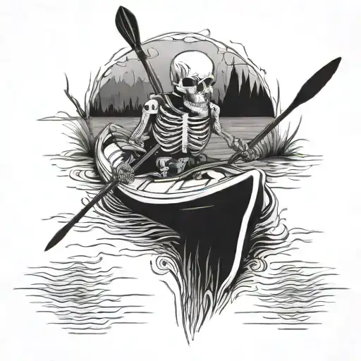 Skeleton On A Kayak