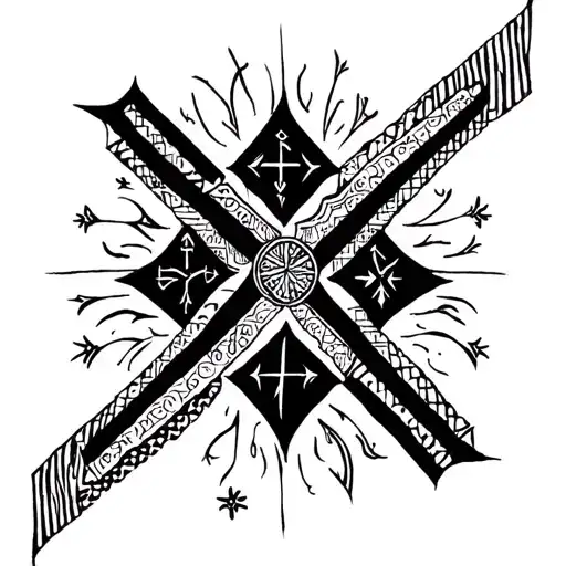 Black Stripes And Stars Mixed With Norwegian Classic Patterns And Viking Runes