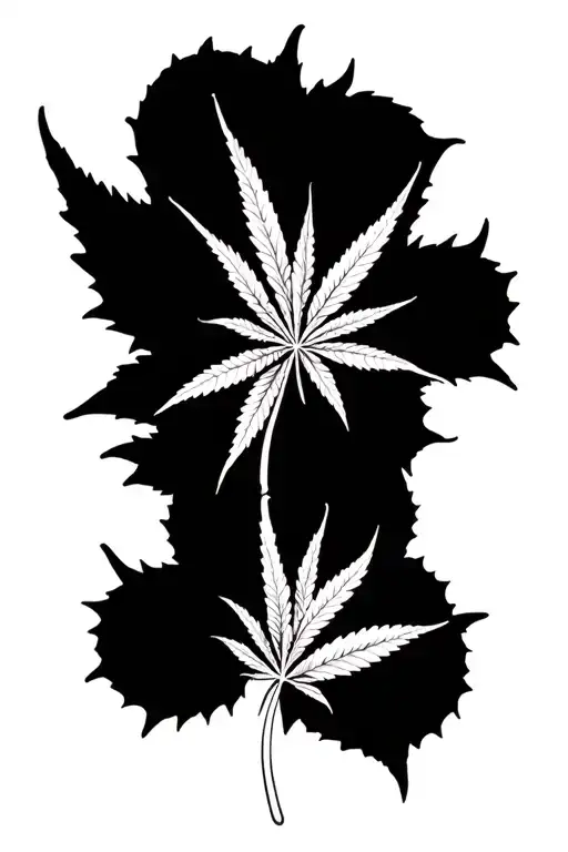 Money And Weed Leaf Intertwined