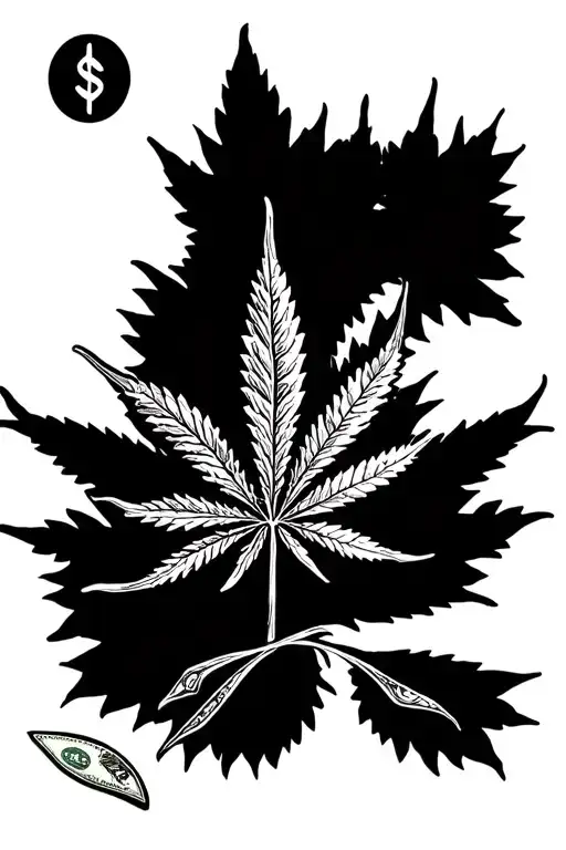 Money And Weed Leaf