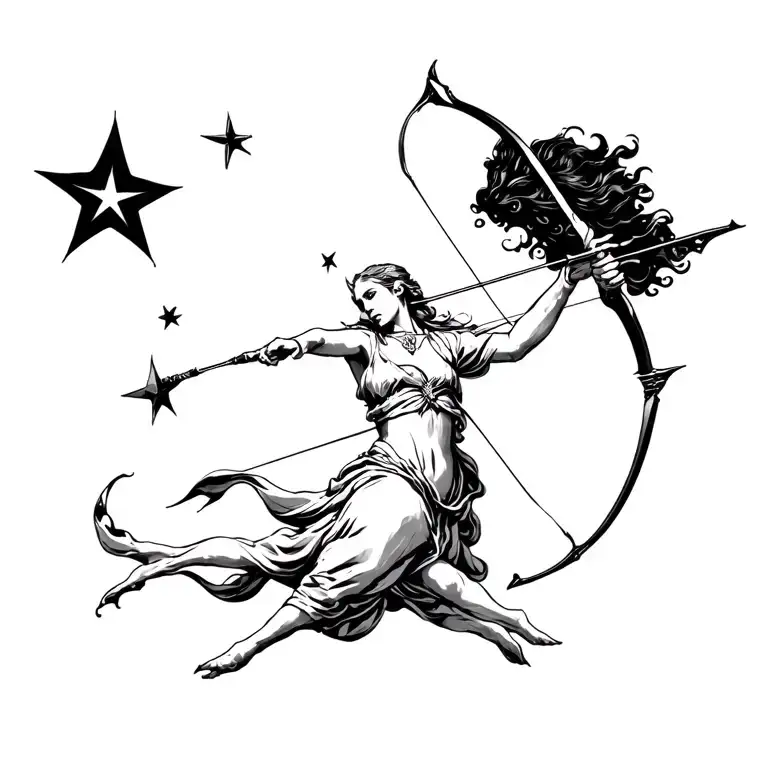 Sagittarius Archer Shooting Star Passing