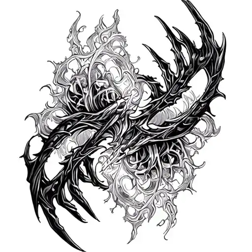 Fractals And Claws On Arm Sleeve