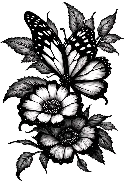 Monarch Butterfly With Flower