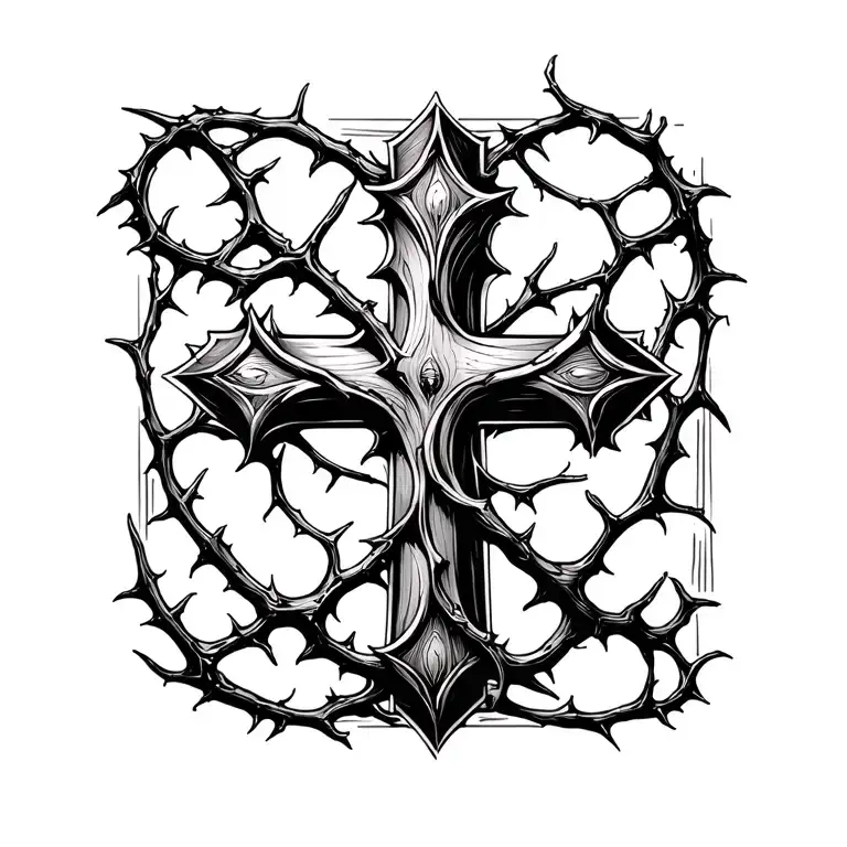 Cross With Thorn Vines