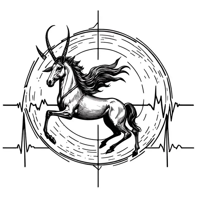 Sagittarius Zodiac Sign With A Heartbeat Line Running Through It