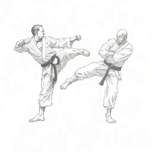 Two Men Doing Karate