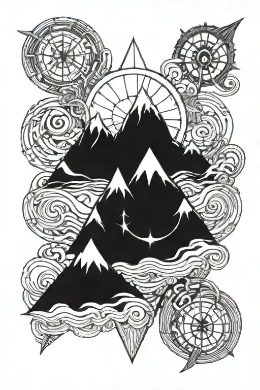 Mountains And Trishul Trident Symbol