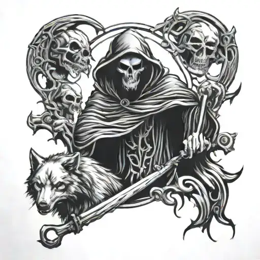 Grim Reaper Holing 3 Wolf's