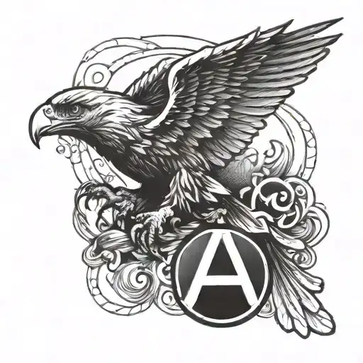Tattoo With Letter A In Eagle's Mouth