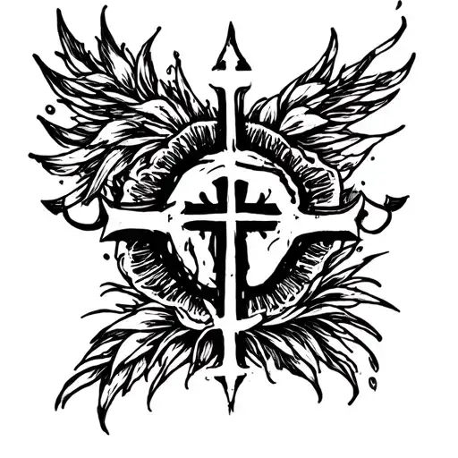 Yhwh With Cross Minimalist Style Tattoo Incorporating