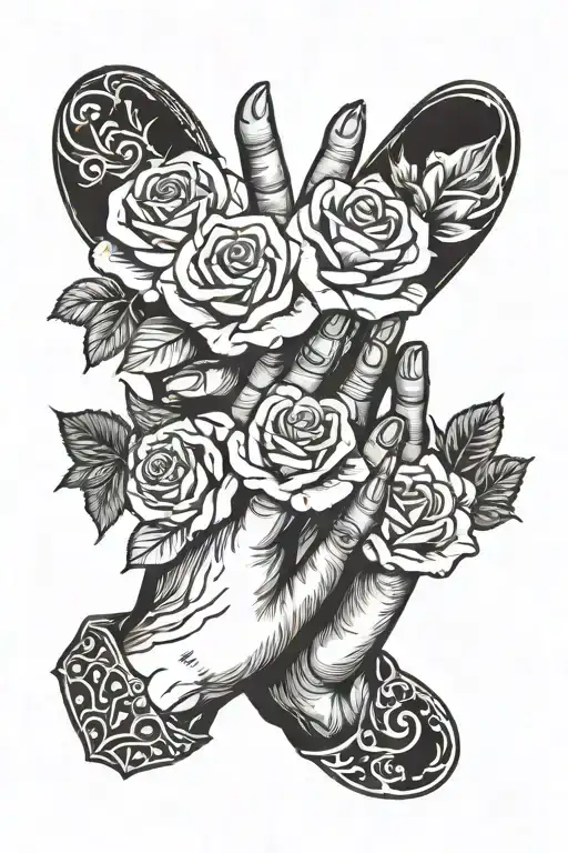 Praying Hands With Roses And Heart Shape