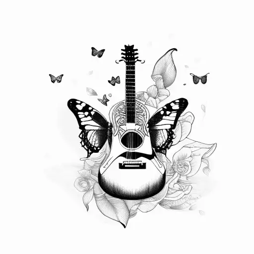 Butterfly Guitar With Ballerina
