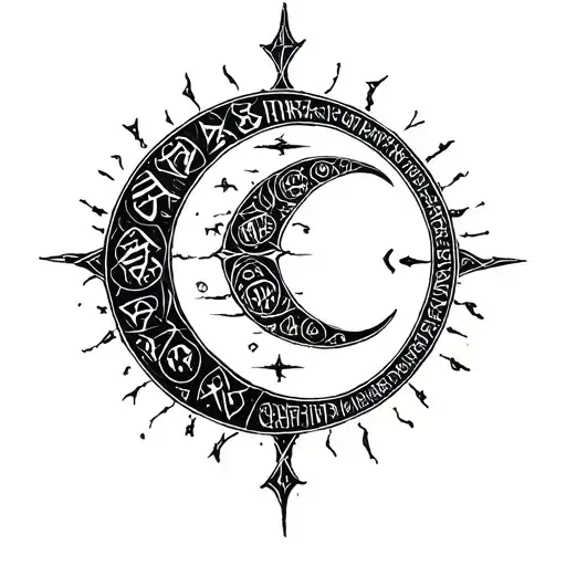 Cresent Moon Made Of Norse Runes Spelling Til Light Fails And The Nines Are Cast Into Darkness