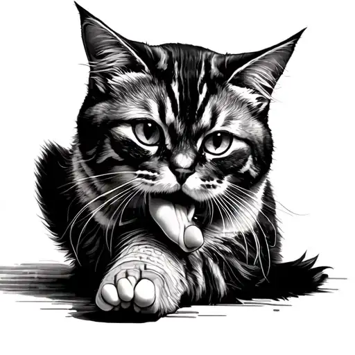 Persian Cat Licking His Foot