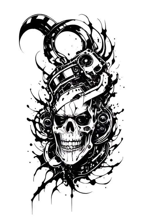 Dark Raw Strokes Modern Cyber Sigilism Bio-mechanical Fusion Bold