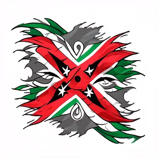 Nigerian Tribal Tattoo And Incorporate Trinidad And Tobago Flag