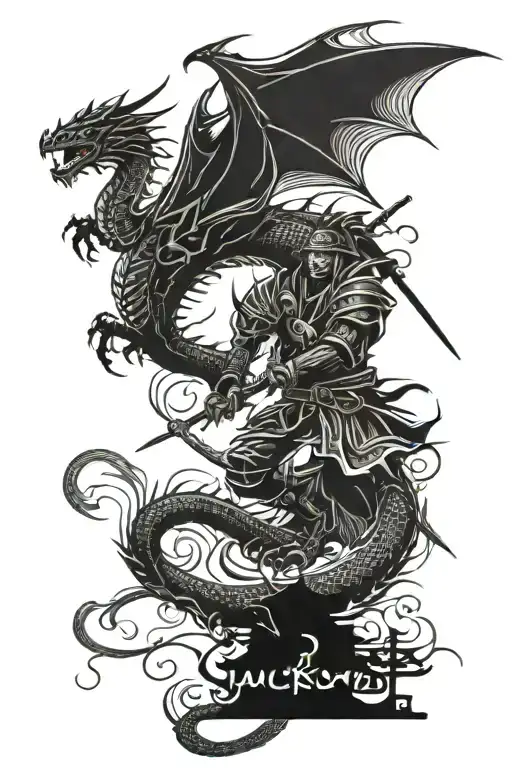 Dragon And Samurai Warrior