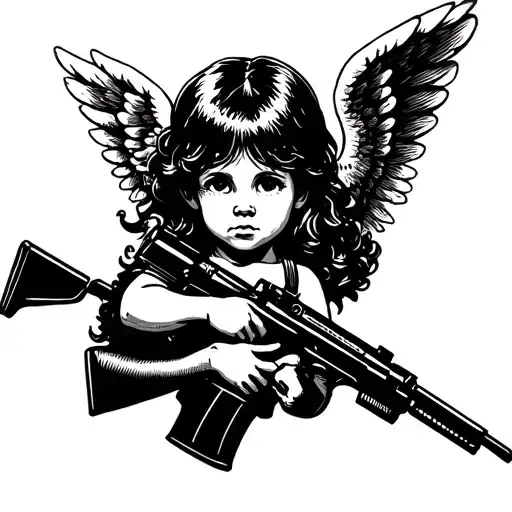 Little Angel Holding An Ak47