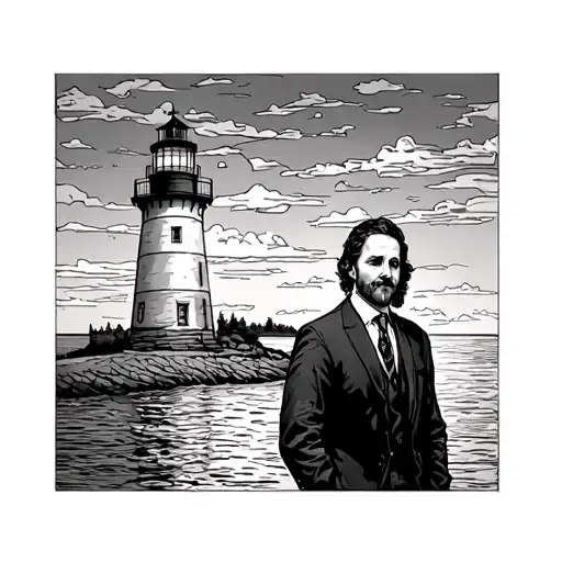 A Manager Standing Proudly Next To A Beautiful Lighthouse On The Shores Of Lake Erie