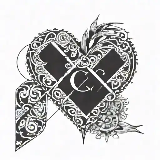 Designing A Geometric Pattern Using The Letter C And Love Heart Elements