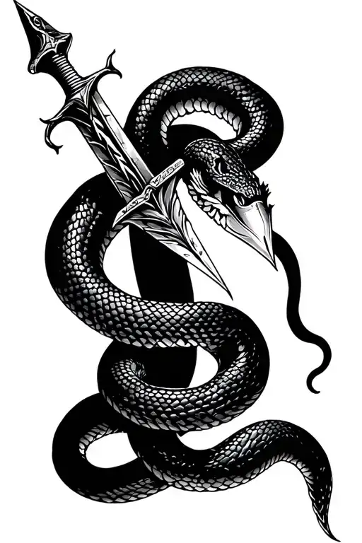 Dagger Surrounded By A Snake