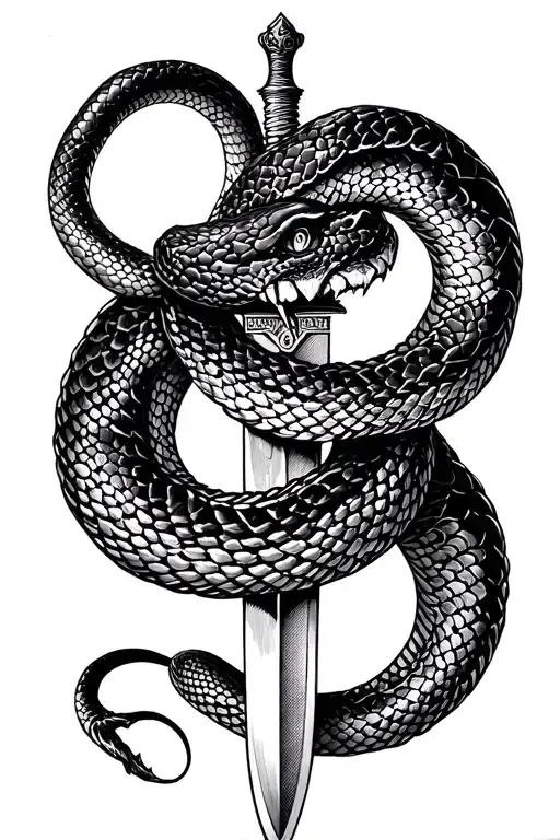 Snake Circled On A Dagger