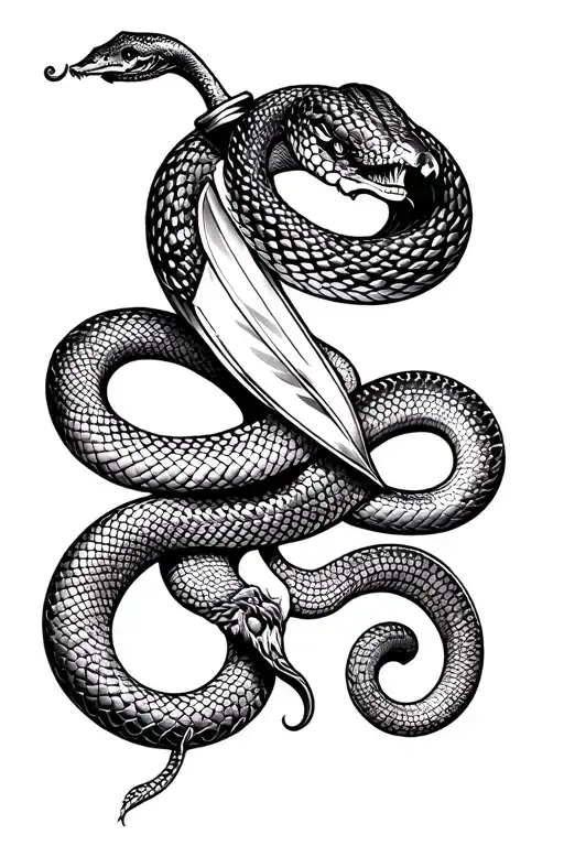 Snake Circled On A Dagger