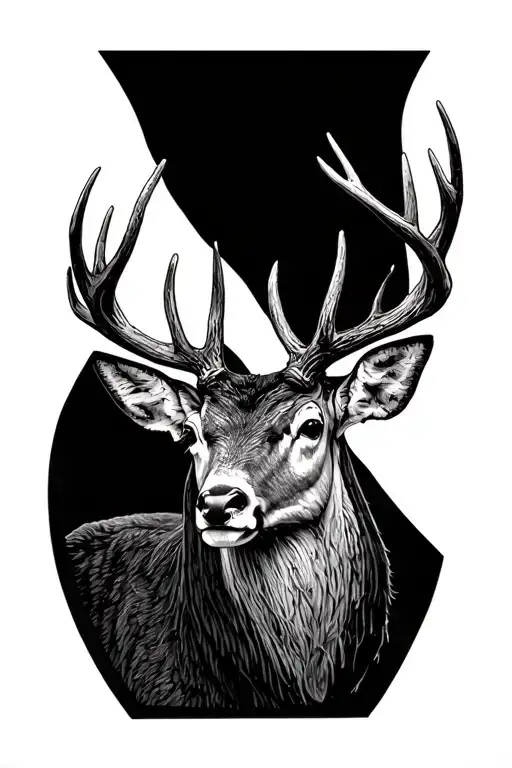 Unshaded Illustration Of Disembodied Deer Antlers Shedding Velvet