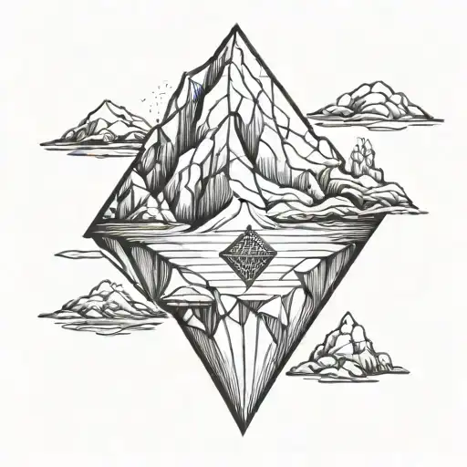 A Geometric Design Incorporating Symbols Of Cryptocurrency Trading Into An Iceberg