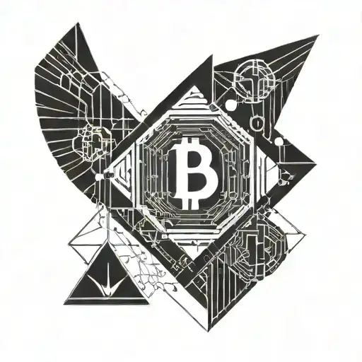 A Geometric Design Incorporating Symbols Of Cryptocurrency Trading