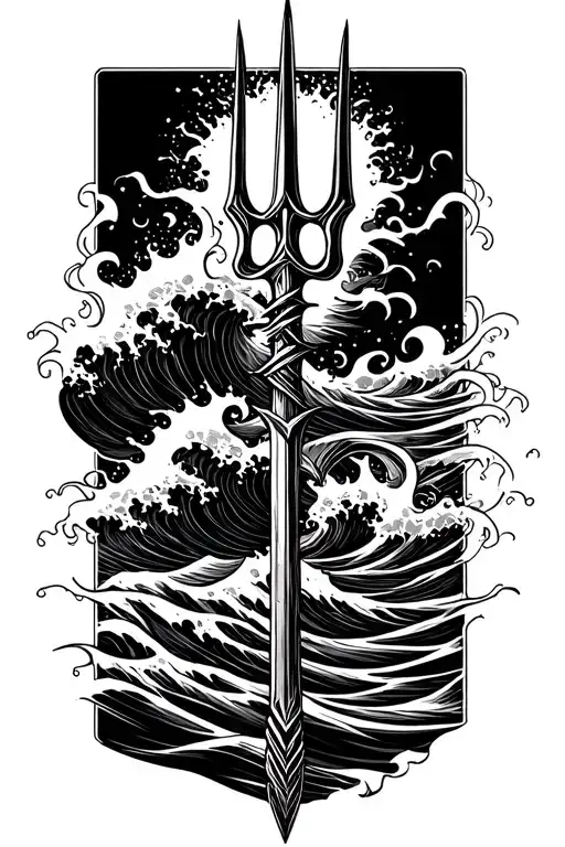 Trident With Waves Crashing Around