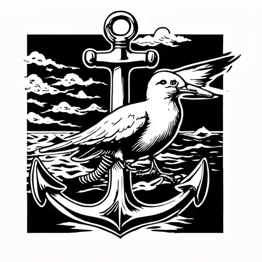 Anchor With A Seagull Perched On It