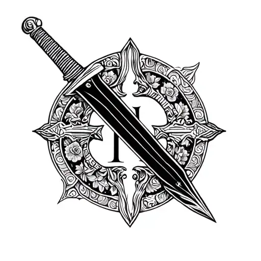 Create A Tattoo With My Initials Lakhno Elizaveta Sergeevna With A Sword