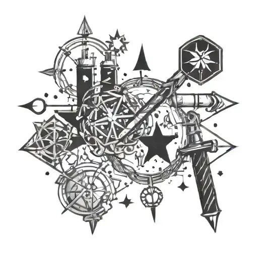 A Constellation Of Love-themed Symbols Intertwined With Pharmacy Tools
