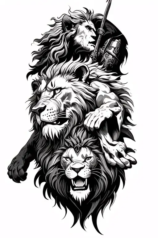 War God Mars Fights With A Lion