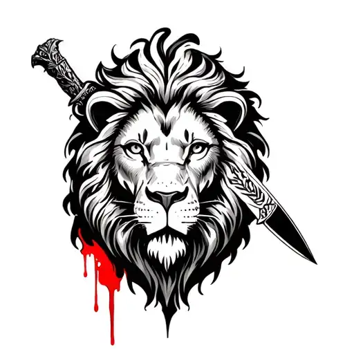 Lion And Blood And Knife