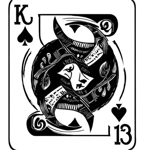 Playing Card With Specifically The Number 13 Of Spades And The Devil As The Face
