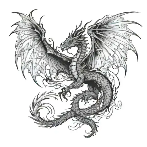 A Majestic Dragon Intertwined With A Mystical Phoenix In A Fierce Battle