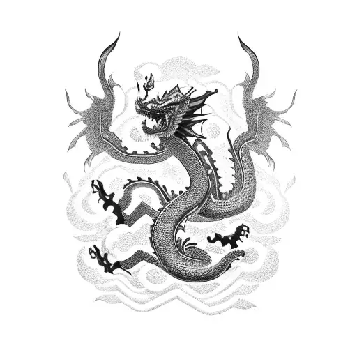 Small Vietnamese Style Dragon In Red Ink